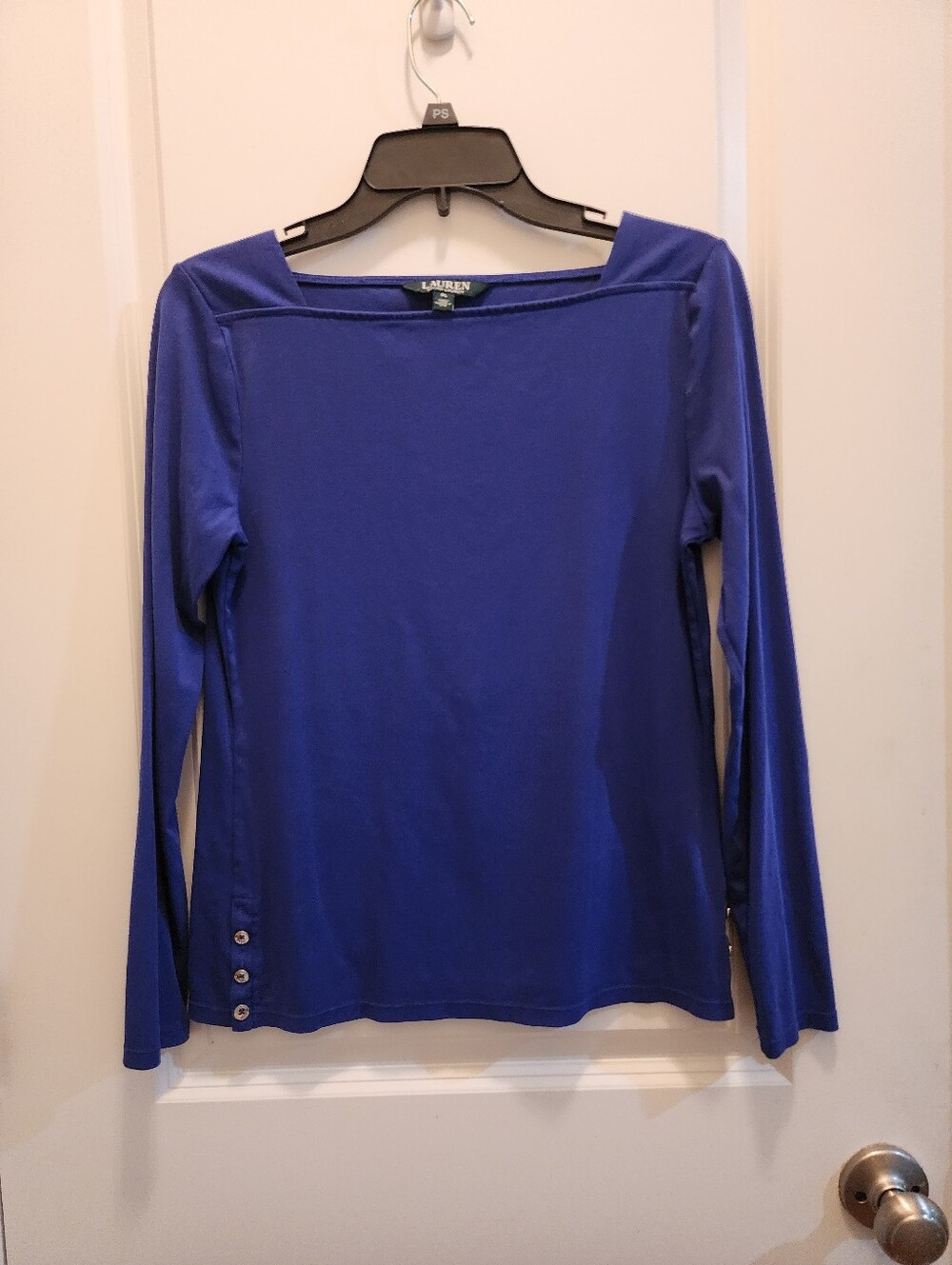 Lauren Ralph Lauren Cobalt Blue Long Sleeve Boatneck Top